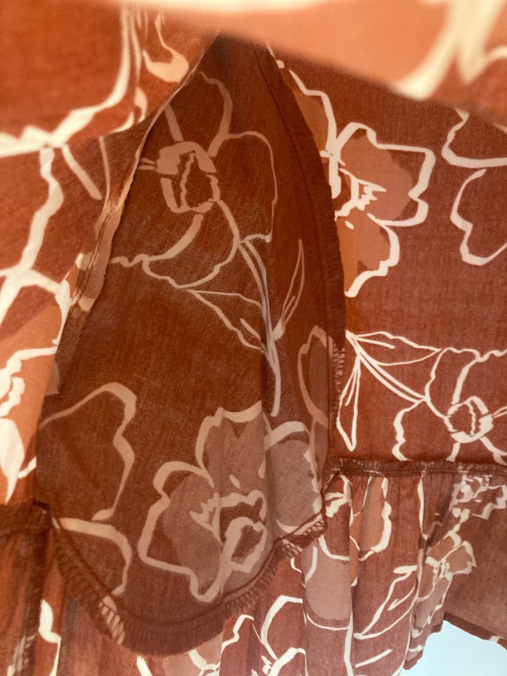Sugarlips Rust Orange Floral Print Top with White Accents - Picture 3 of 9